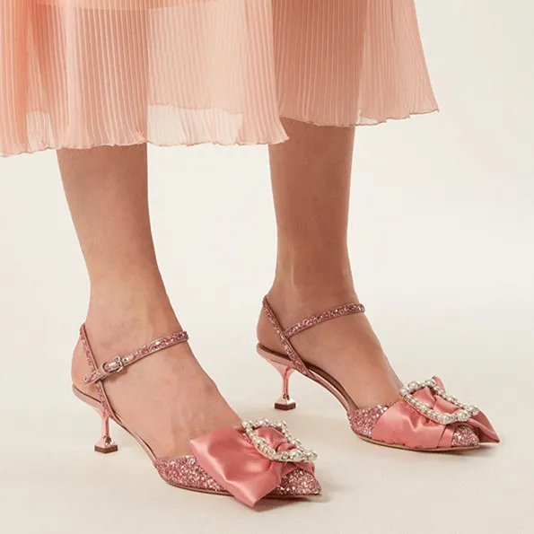 

2018 Hot Summer Shoes Woman Sandals High Thin Heels Pointed Toe Butterfly-knot Sequins Design Sandals Sweet Sexy Party Shoes