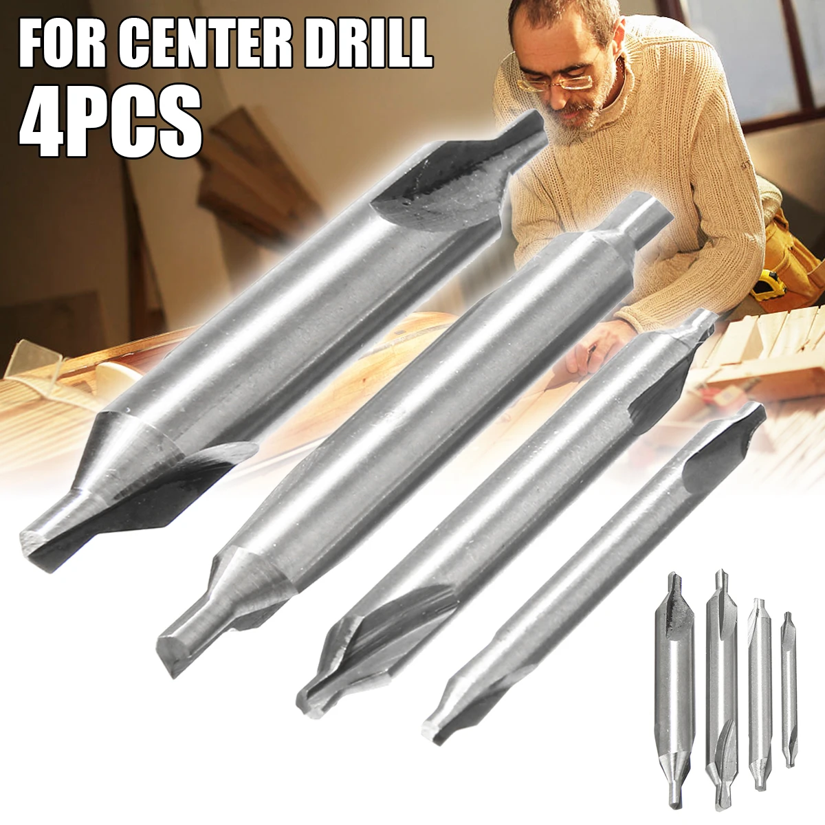 4pcs/Set HSS Countersinks Combined Drill Bits 60 Degrees Center Drills