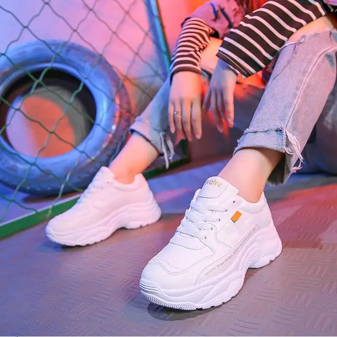 White Shoes Women Designer Korean Fashion Thick Platform Chunky ...