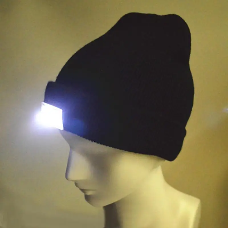 

Warm Winter Lighting Cap LED Light Hat Beanies for Fishing Hunting Camping Casual Unisex Black Caps Knitting Woolen Hats