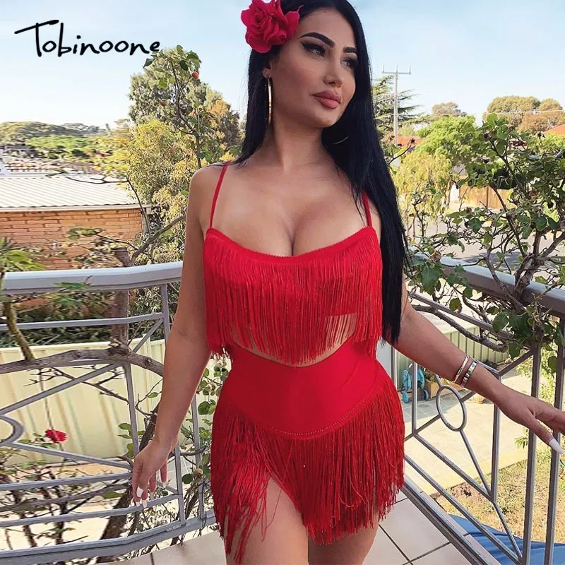 

Tobinoone Black Solid Fringe Cami Party Dress Women 2019 Summer Sleeveless Sexy Short Dress Bodycon Club Ladies Dresses Clubwear