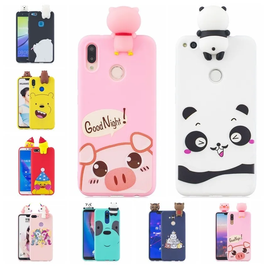 3D Diy Cartoon Animal Phone Case For Xiaomi Mi A1 A2 5X 6X F1 Redmi Note 4 4X 5A 5Plus 6 6A Pro S2 Panda Pig Duck Cat Back Cover