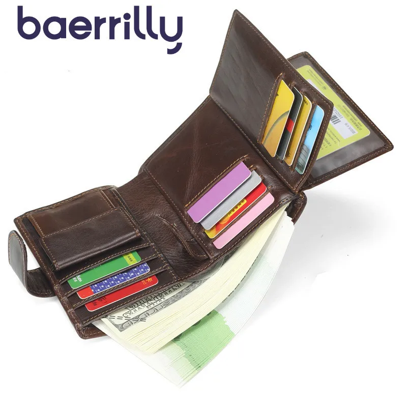 

Vintage Men Wallet Genuine Leather Short Wallets Male Multifunctional Cowhide Purses Coin Pocket Driver License And Card Holders