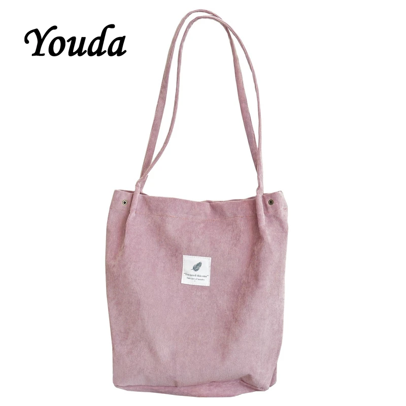 

Youda Solid Corduroy Shoulder Bags Crossbody Bags Purses Casual Women's Handbag Environmental Shopping Bag Tote Package