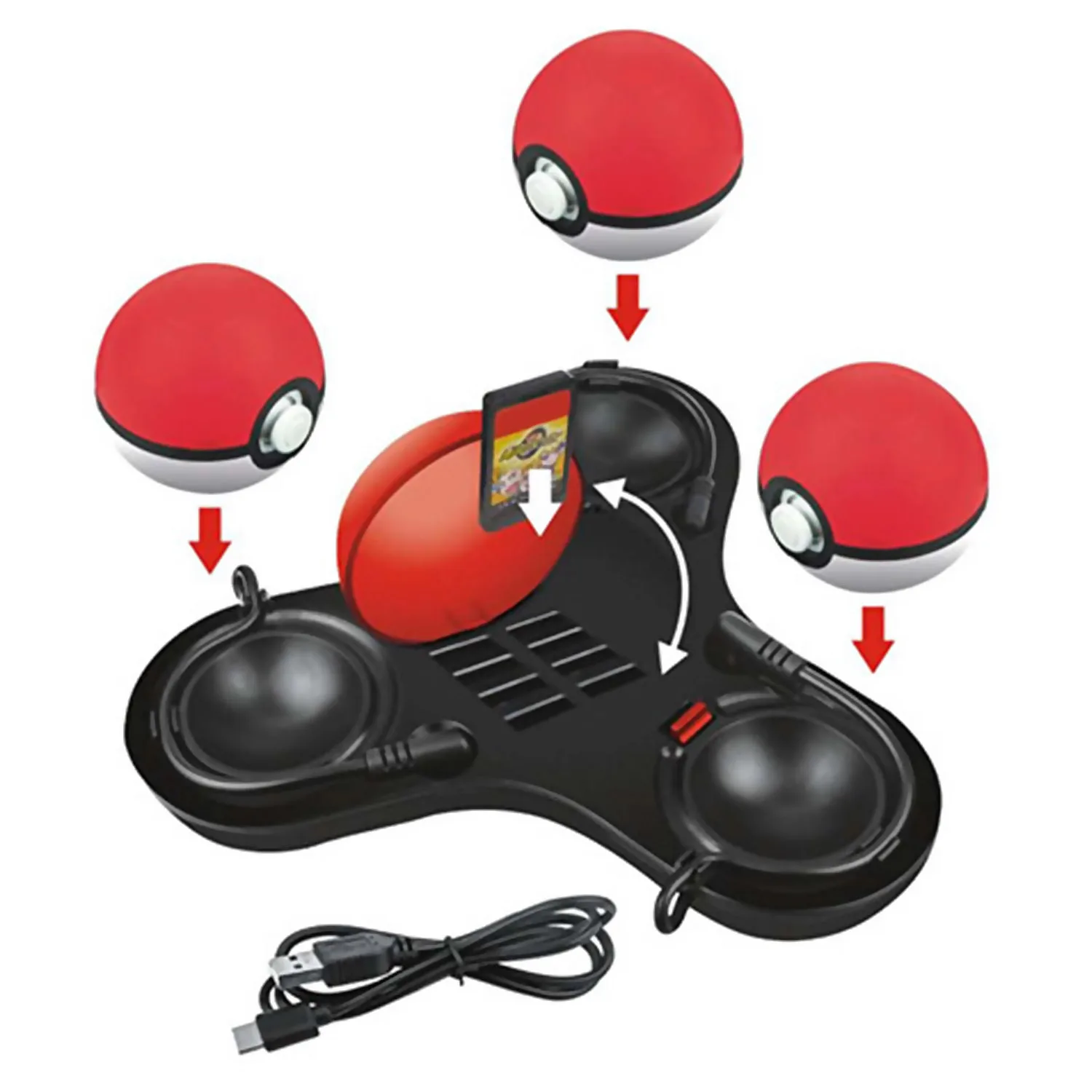 Bevigac зарядный кабель 3 в 1 держатель для Nintendo Switch командной игры покебол (плюс