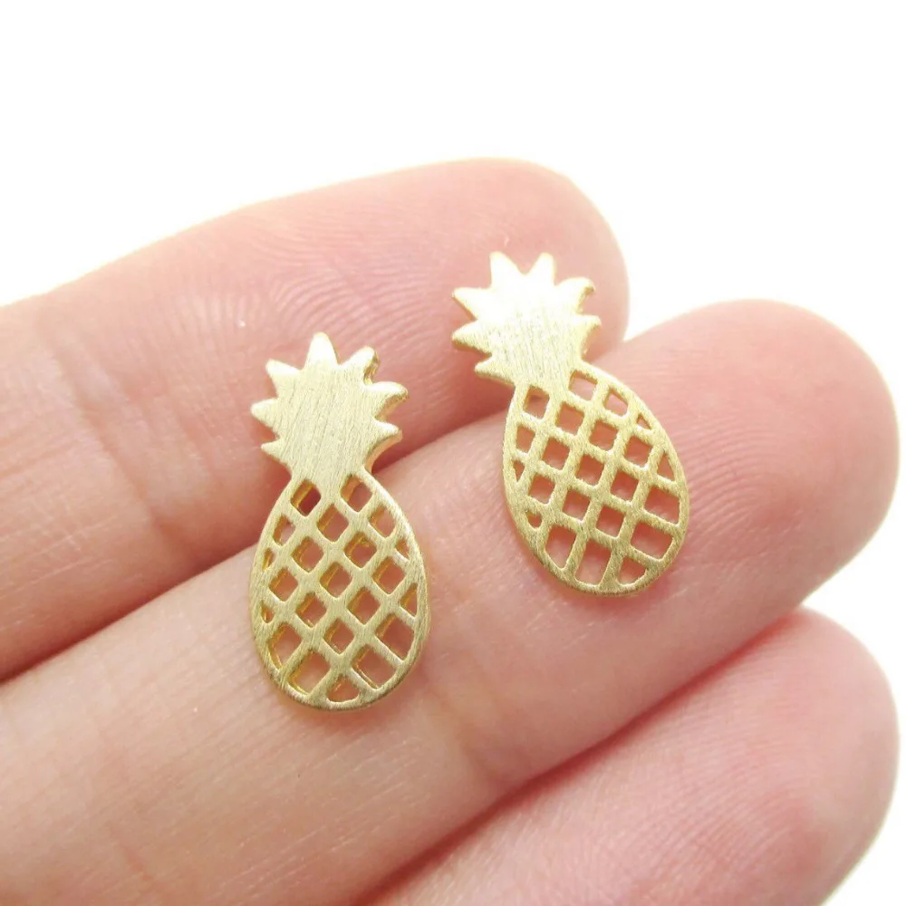 

2016 Elegant Cute Fruit Stud Earrings Brushed Pineapple Stud Earrings Dainty Minimalist Post Earrings Gift Jewelry