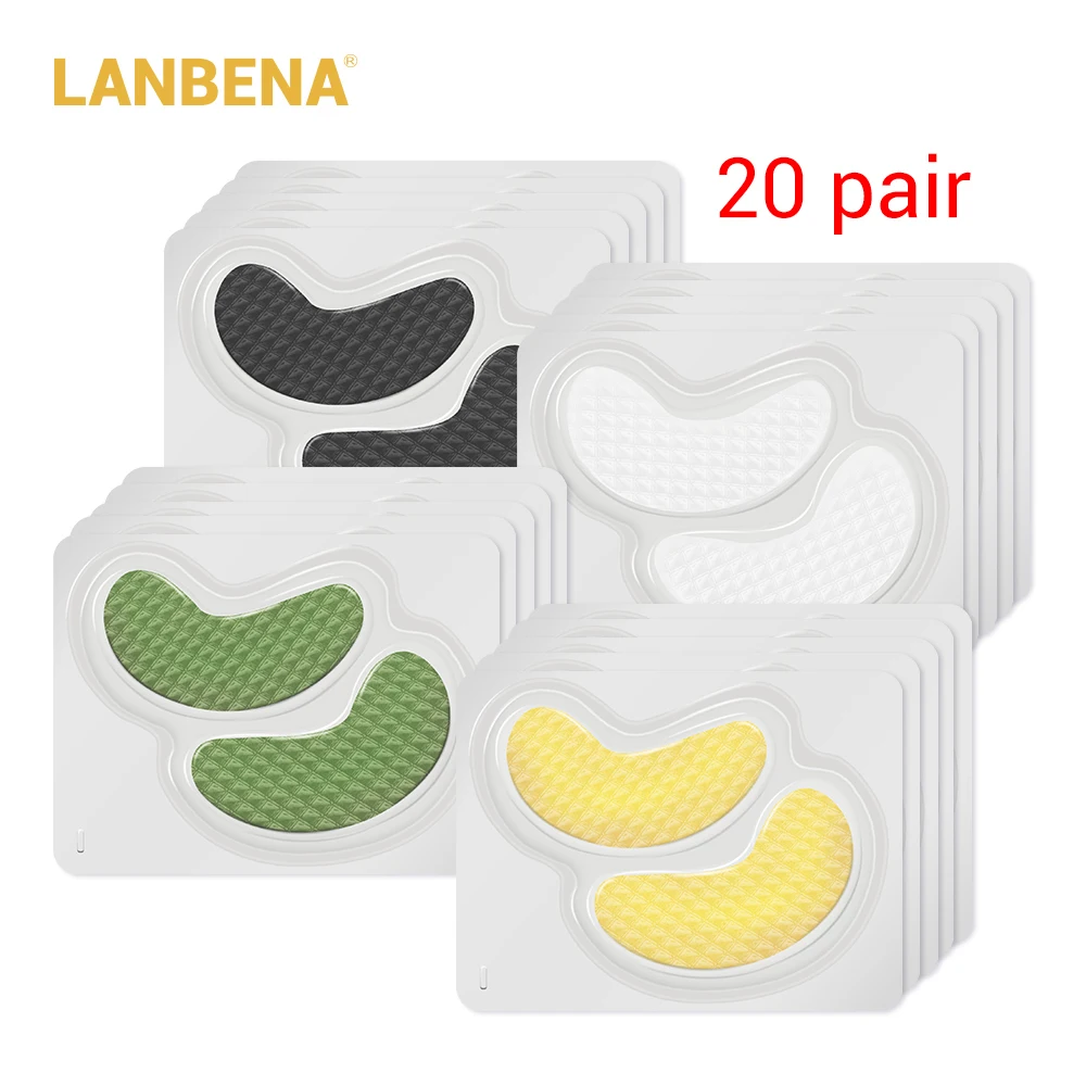 

LANBENA 24K Gold Eye Mask Collagen Patches Dark Circle Sleep Bag Anti-Aging Wrinkle Firming Skin Care 40PCS are 20 Pair