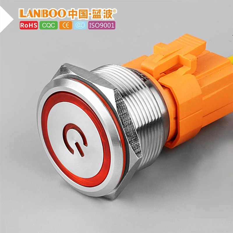 

25mm SPST 12volt led lighted DPDT mini push button switch for garbage disposal