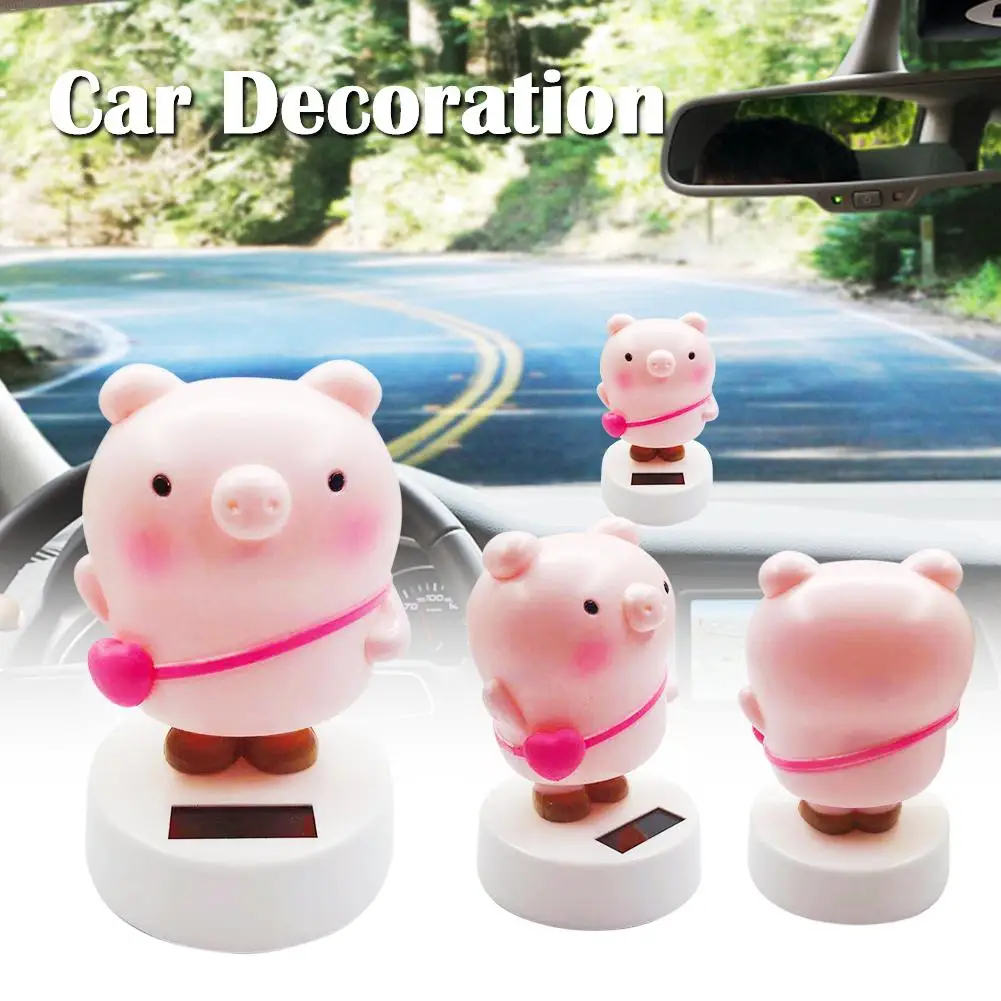 

Solar Powered Car Ornament Dancing Animal Swinging Animated Bobble Dancer Shaking Head Pig Car Decoration Dashboard Toy