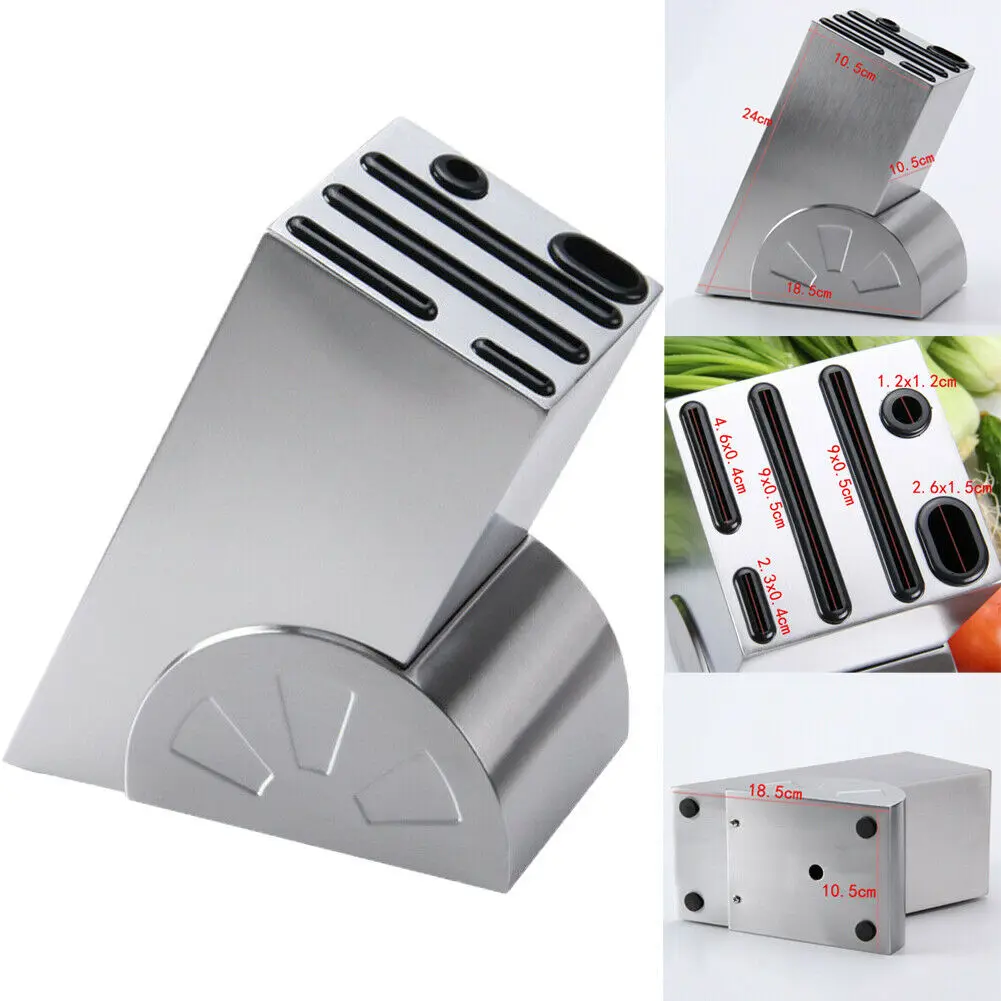 

2019 Newest Hot Kitchen Knives Organizer Holder Stand Tool Rack Stainless Steel Knife Block Set