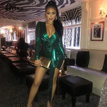 Ohvera, Бандажное платье, женское, глубокий v-образный вырез, сексуальные платья для вечеринок, элегантное, мини, осень, облегающее, зимнее платье, Vestidos