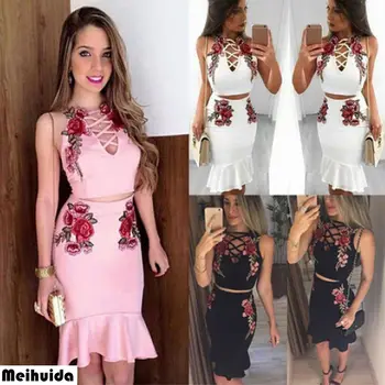 

Women Fashion Bandage Bodycon Sleeveless Top Party Cocktail Club Short Mini Dress Set