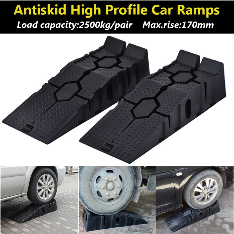 

1 Pair Black 2500KG Heavy Car Ramps 900mm Long Antiskid Working Ramp Auto Oil Changing Repair Maintenance Jack Lift Tools