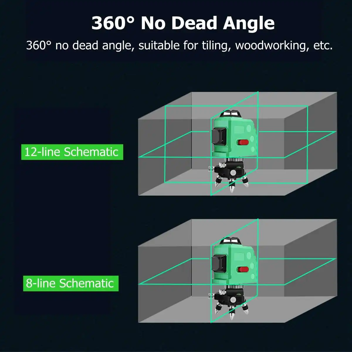12 Line 360 Horizontal Vertical Cross 3D Green Light Laser Level Self-Leveling Measure Super Powerful Laser Beam