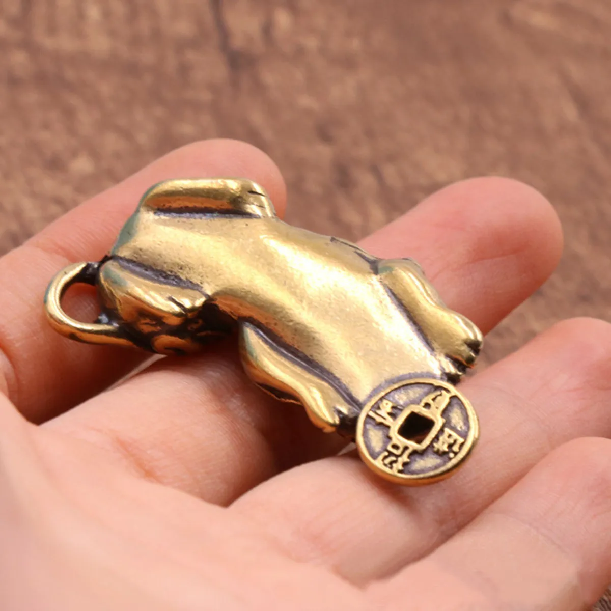 45 5x19 мм китайский старинный коллекционный чистый латунный кулон God Beast Pixiu брелок