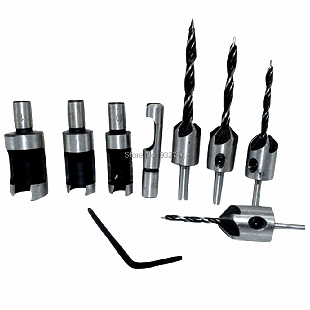 

8pc Plug Cutter 6mm 10mm 13mm 16mm and Countersink Drill Bit Set 3mm 4mm 5mm 6mm
