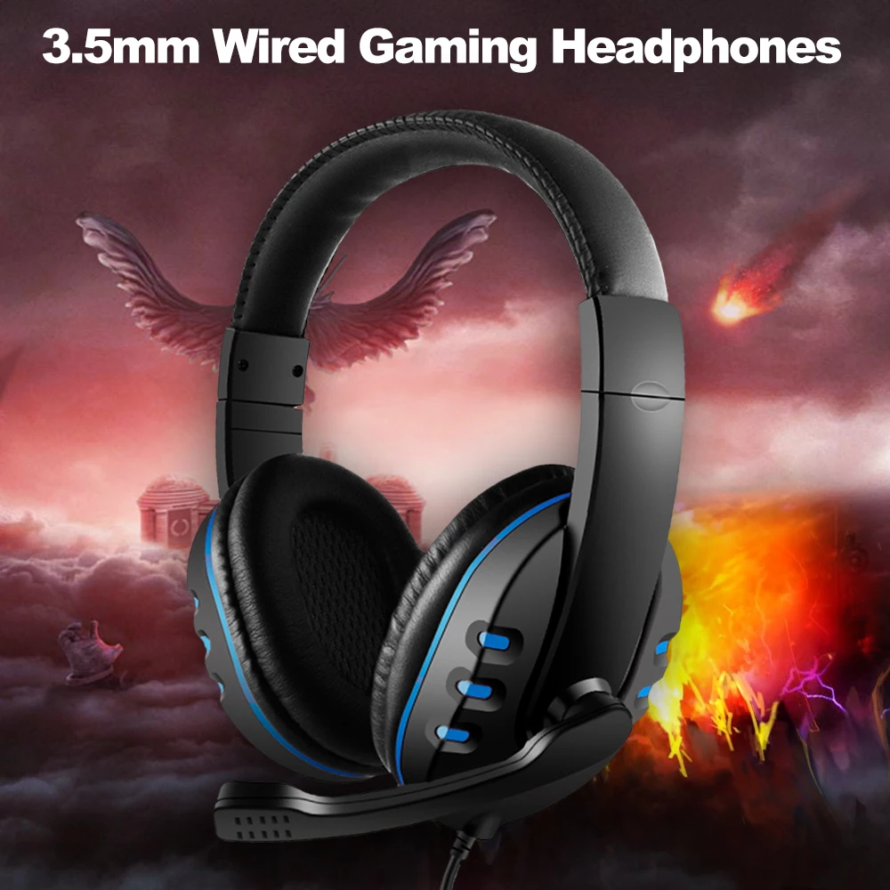 Gaming Headphones 3.5mm Wired Headset Noise Canceling headphone with Microphone Volume Control for PC Laptop PS4 Smart Phone