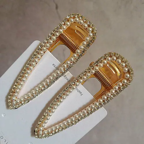 

Women Big Pearl Hair Clip Snap Barrette Stick Hairpin Hair Accessories Headwear