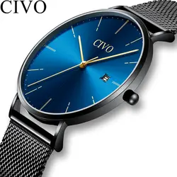 CIVO лучший бренд класса люкс для мужчин s часы Reloj Hombre аналоговый сталь сетки Группа Кварцевые наручные часы для мужчин часы Reloj De Hombre