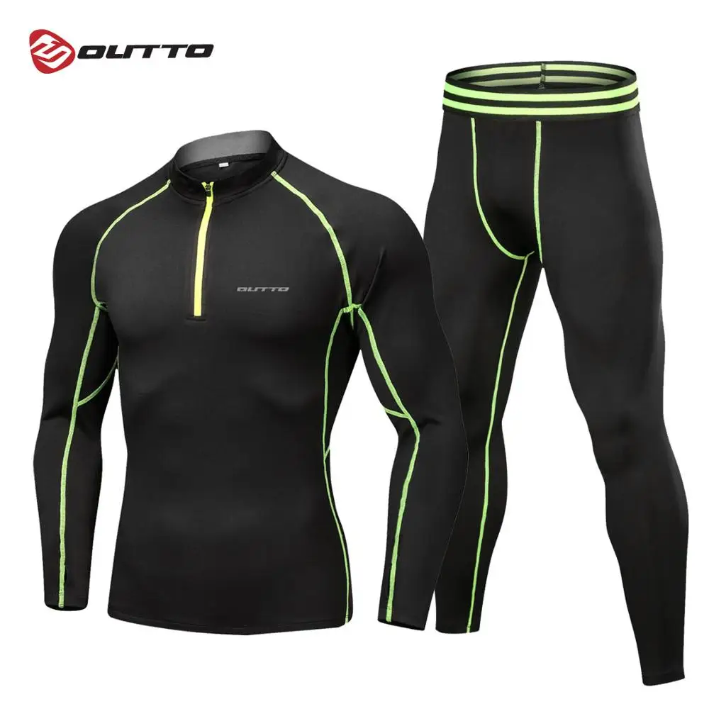 Outto Men's Fleece Lined Thermal Underwear Set Motorcycle Skiing