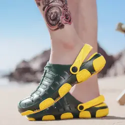 Большие размеры 45 прозрачная обувь лето 2019 г. мужские пляжные сандалии из искусственной кожи сланцы туфли без каблуков на платформе sandalias
