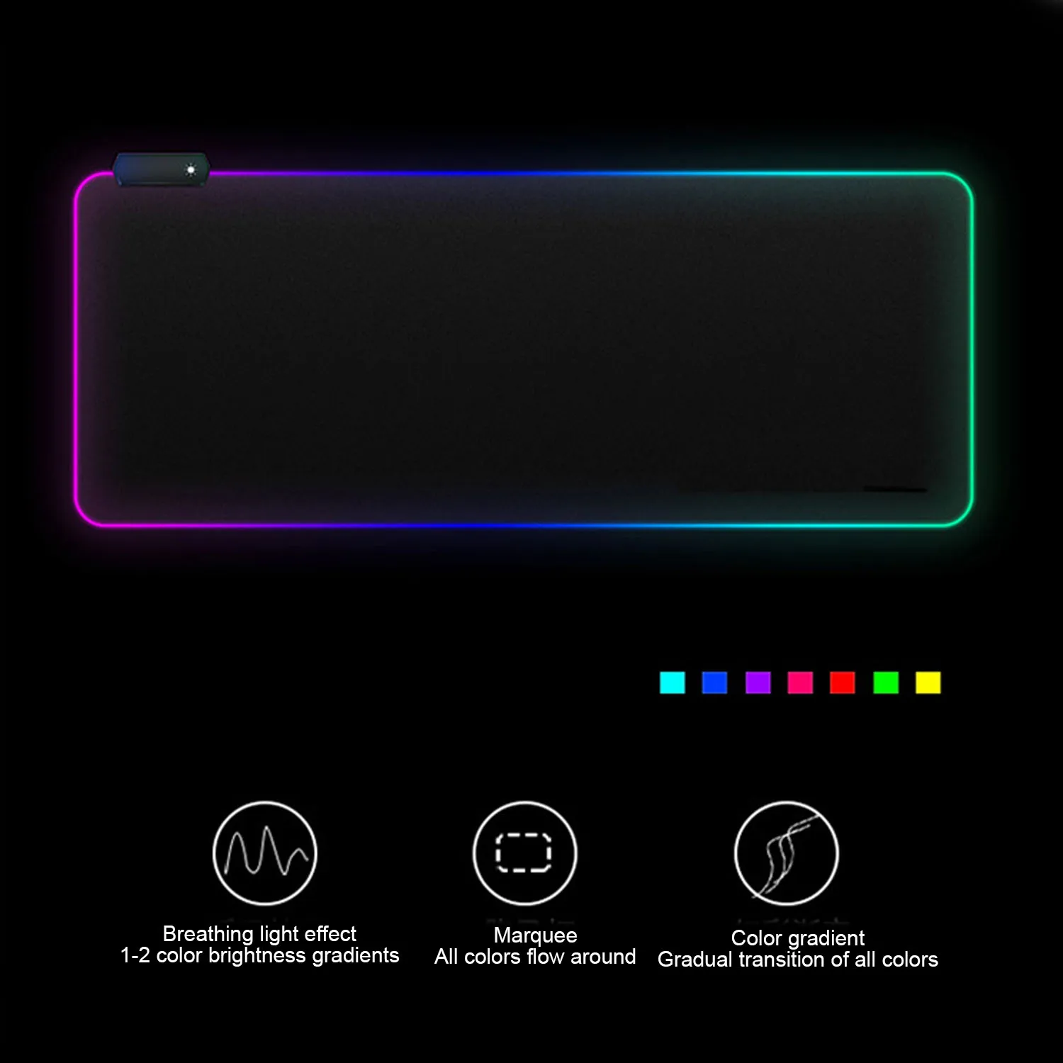 Besegad 35 x 16 Inch Lighting Gaming Mousepad Large USB Wired LED RGB Mouse Pad Laptop Computer Mic