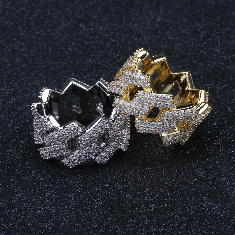 

sofeeling Bling hip hop rock rings for men AAA zircon gold filled copper male rapper rings