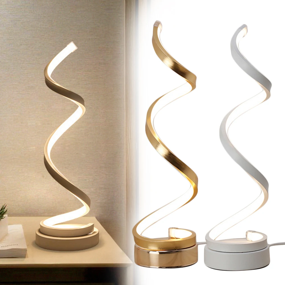 

Study Adjustable Decoration Streamlined Easy Clean Table Lamp Soft Brightness Led Desktop Energy Saving Bedside Spiral Shape