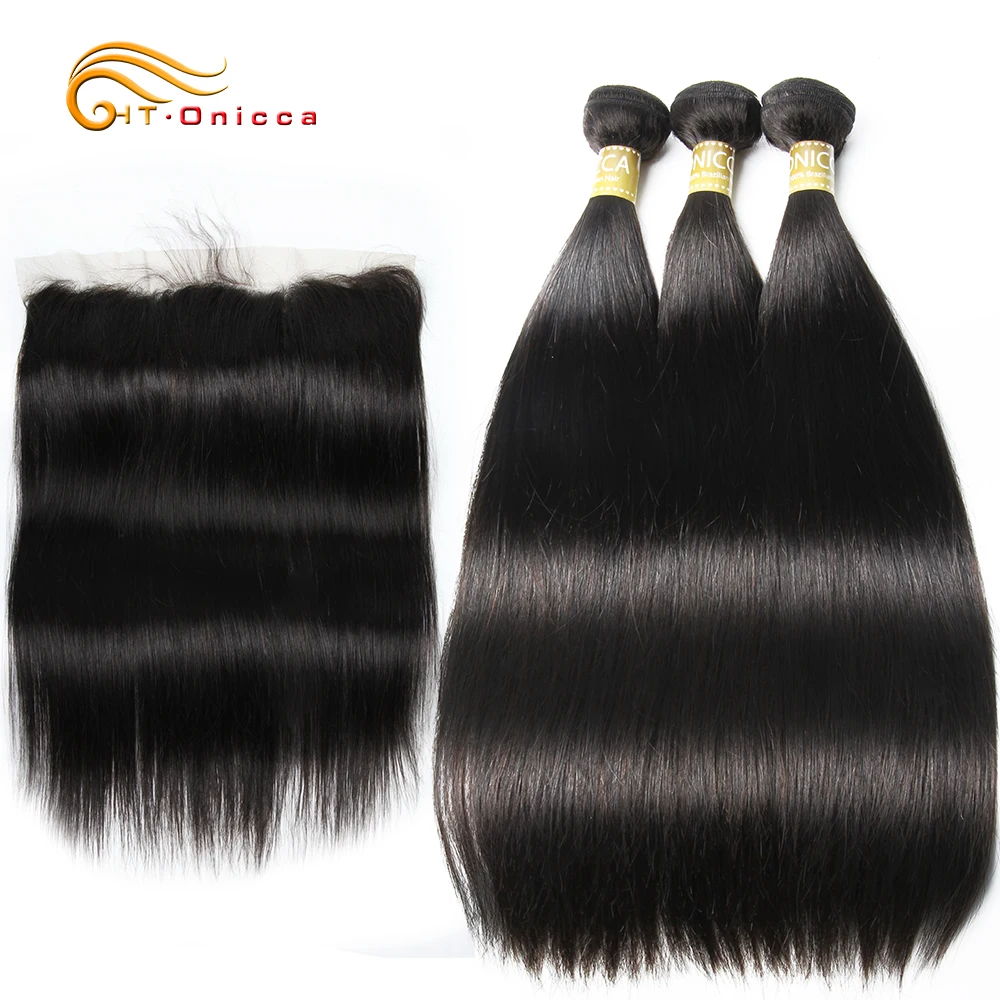 

Straight Peruvian Hair Bundles With Frontal 13X4 Lace Frontal Closure With Bundles Non-Remy Human Hair Bundles With Frontal