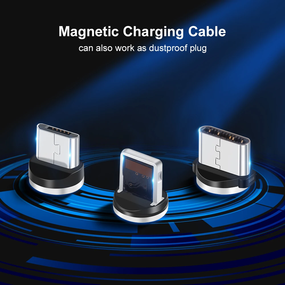 OLAF 2M 1M Magnetic Cable Braided LED USB C Type C Micro USB Cable Magnetic Charging Cables For iPhone Samsung Xiaomi Phone Cord