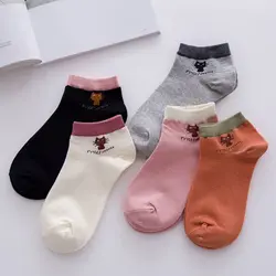 Harajuku кавайные носки женские с рисунком кота хлопковые короткие носки консервативный стиль милые студенческие однотонные короткие носки