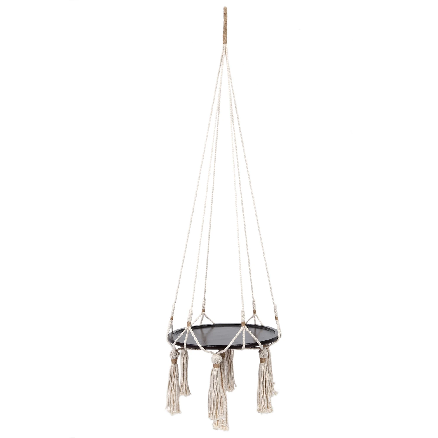 

Hanging Shelf Macrame Plant Hanger Flower Pot Holder Boho Home Decor (With Wood Plate)