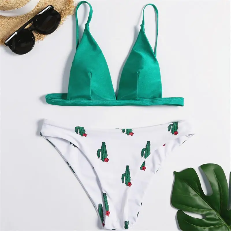 

Turmeric Cactus print bikinis 2019 mujer Sexy swimsuit female Micro swimwear women bathing suit Summer beachwear biquini bathers
