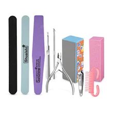 Профессиональный комплект инструментов для маникюра, маникюрные педикюрные инструменты для салонов ногтей, ножницы для кутикулы, толкатель, 3 пилки для ногтей+ 2 буфера