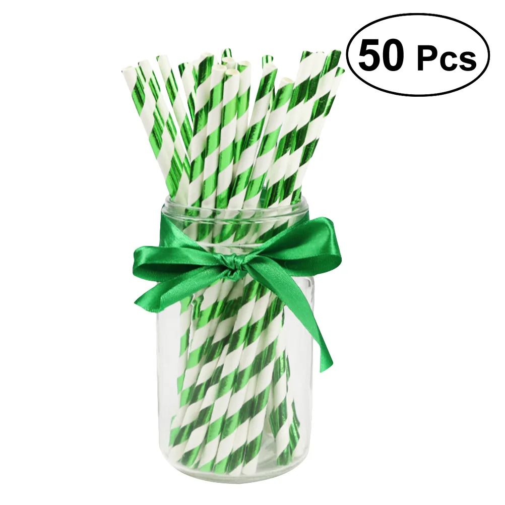 50pcs Striped Straws Decorative Environmental Drinking Straws for Baby
