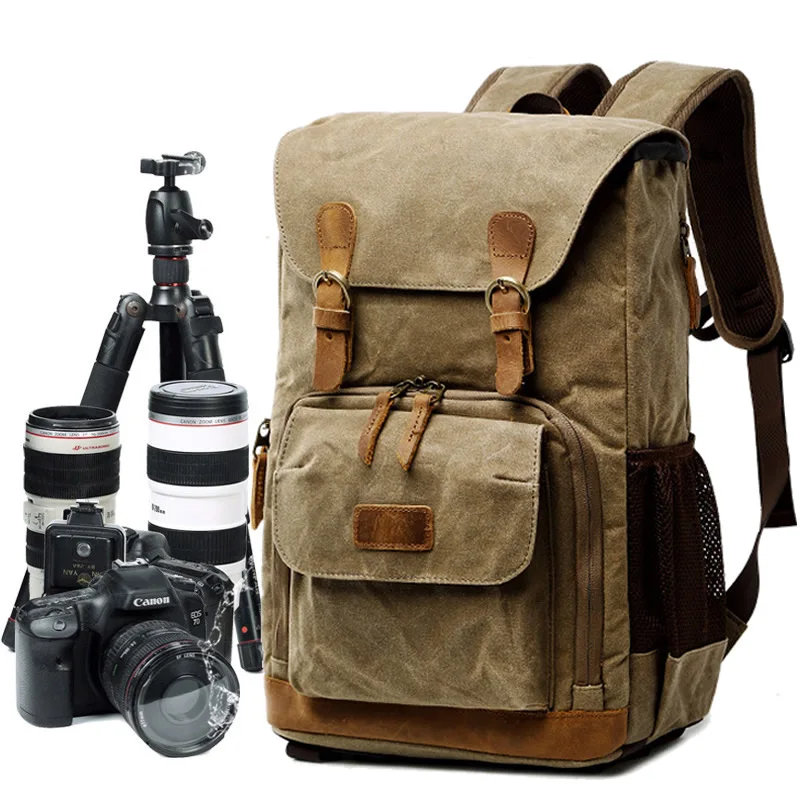 REVIEW TOP SELLER Camera Bag Batik Canvas Waterproof Photography Bag Outdoor Wear-resistant Large Camera Photo Lens B