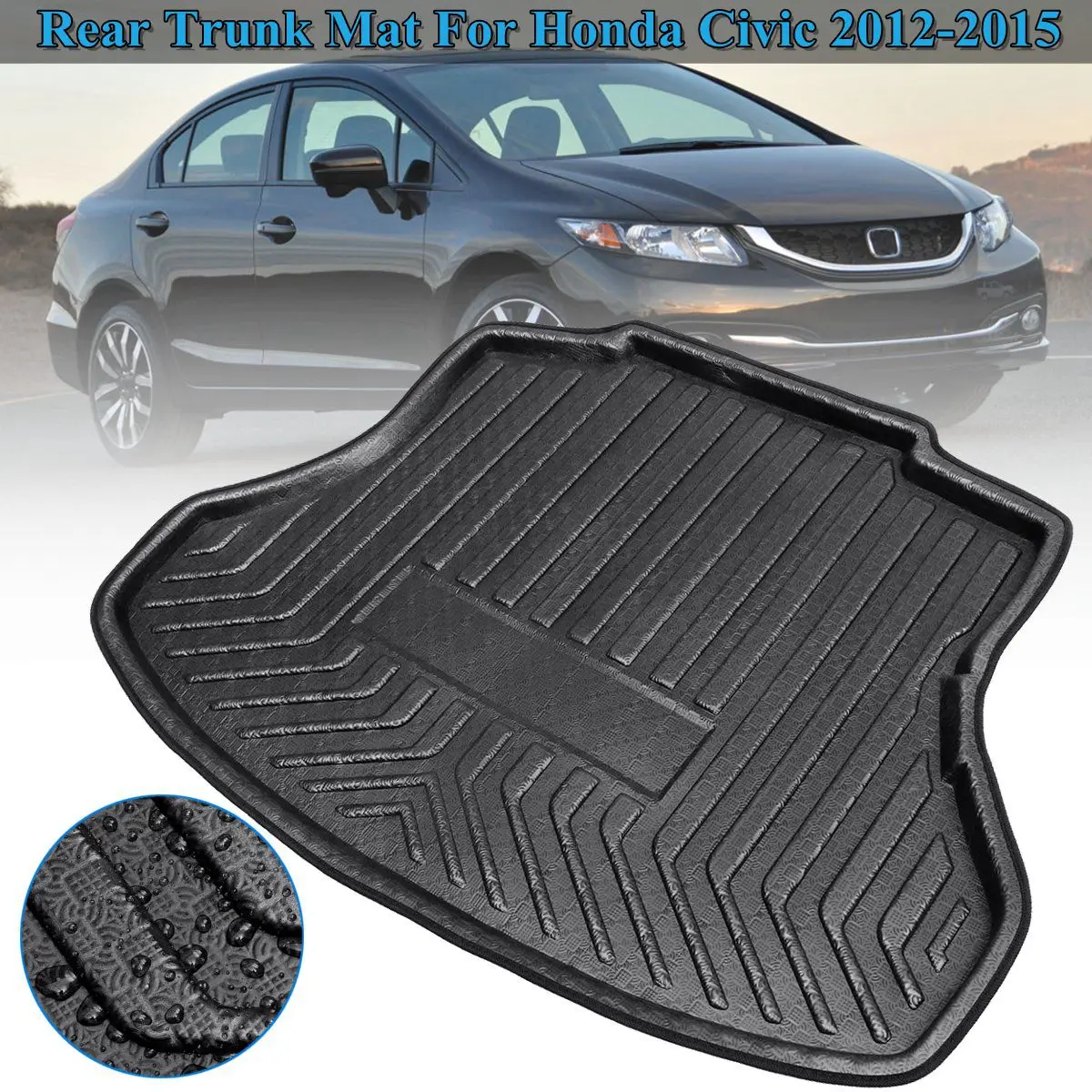 Rear Trunk Liner Cargo Boot Mat Floor Carpet Tray Mud Kick Protector for Honda for Civic 2012 2013 Car Accessories