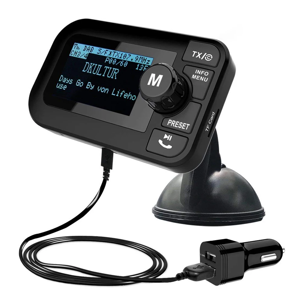 Plug and Play DAB Transmitter Portable DAB + Digital Radio Adapter with Bluetooth FM Transmitter + 3.5mm Aux-out + USB Car Cha Plug and Play DAB Transmitter Portable DAB + Digital Radio Adapter with Bluetooth FM Transmitter + 3.5mm Aux-out + USB Car Cha