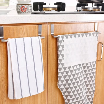 

Towel Racks For Bath Kitchen Stainless Steel Over Door Towel Bar Hanging Holder Bathroom For Kitchen Accessories Dropshipping