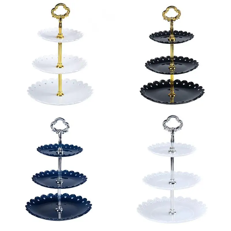 

Three-layer Plastic Rack Kitchen Fruit Cake Dessert Vegetable Storage Holder Hotel Company Event Large Party Wedding Shelf