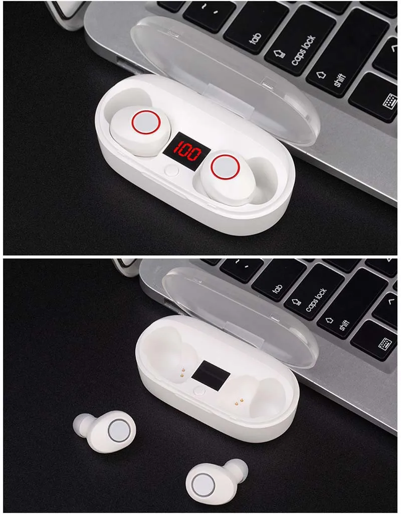 

Wireless Bluetooth 5.0 TWS Battery Monitor Mini Wireless Earbuds Twin In-Ear Hands-free Calling Headset with Battery Case