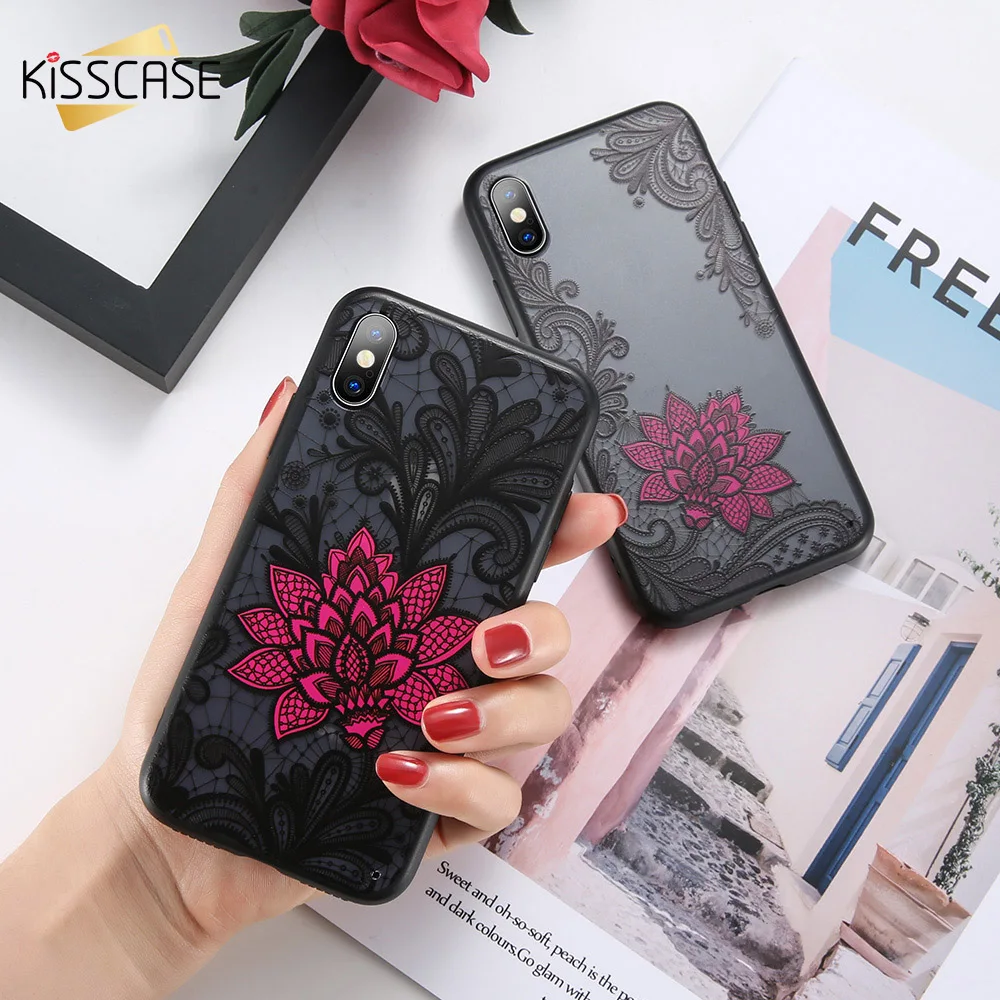 Мягкий кружевной чехол KISSCASE для телефона Huawei Y3 Y5 2017 Y7 Prime Y9 2018 2019 3D Цветочный ТПУ