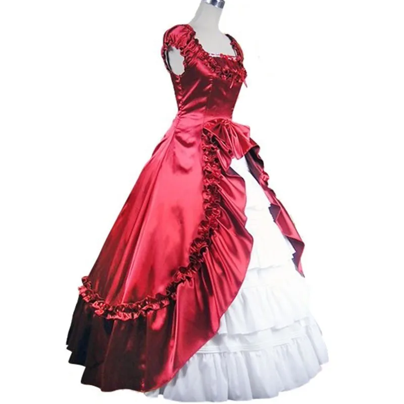 

Victorian Gothic Period Dress Masquerade Dancing Ball Gown Theatre Costume Prom Dresses Ruffle Lace Up Layer Lolita Tailor Dress