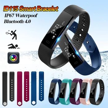 

ID115 Smart Fitness Tracker Bracelet + Strap Alarm Clock Pedometer Vibration Wristband Watch for iphone Android PK Mi band 2 3
