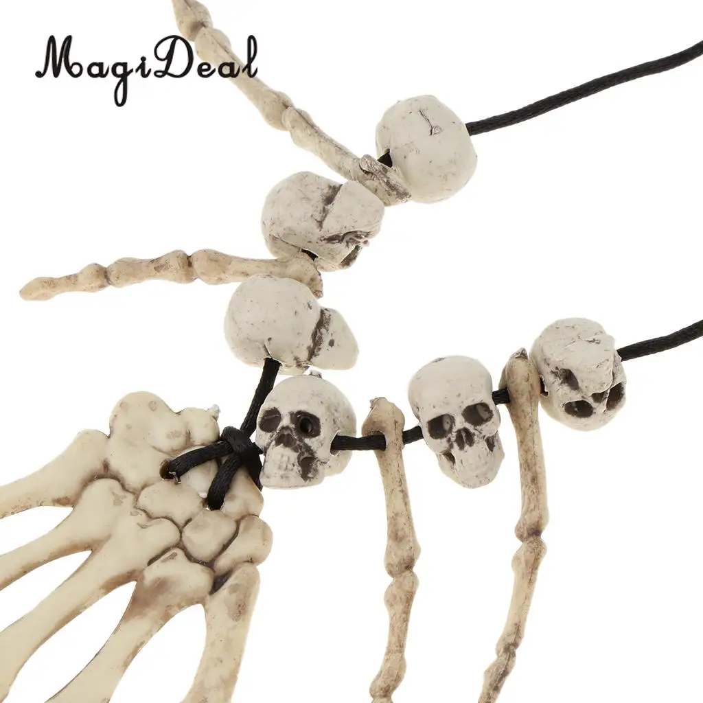 MagiDeal Skull Skeleton Hand Bone Necklace Halloween Caveman Pirate Fancy Dress