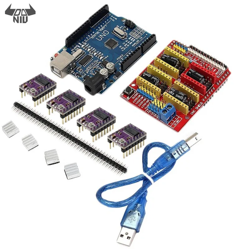 

DANIU CNC Shield Expansion Board + R3 Board + 4 X DRV8825 Driver + USB Cable Kit For Arduino 3D Printer