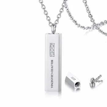 

Personalized Stainless Steel Ashes BAR Mourning Pendant Cremation Ash Necklace Unisex Cremation Jewelry Engravable