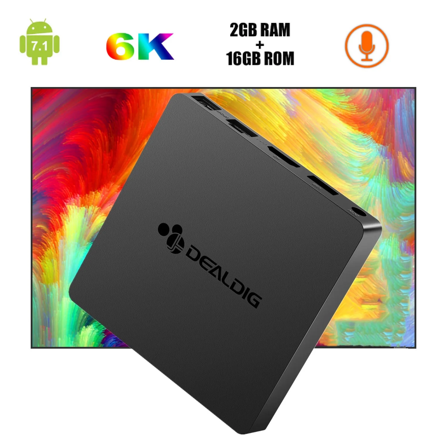 

DEALDIG BOXD7 Android 7.1 TV Box 6K HD Allwinner H6 Quad Core Mali-T720 MP2 GPU 2GB16GB 2.4G/5.8G WiFi Voice control Set Top Box