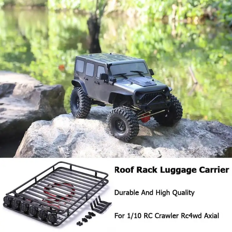 

Metal Roof Rack Luggage Carrier with 6LED Lights for 1/10 RC Crawler for D90 for Axial Scx10 for Jeep RC Cars Toys Parts Gifts
