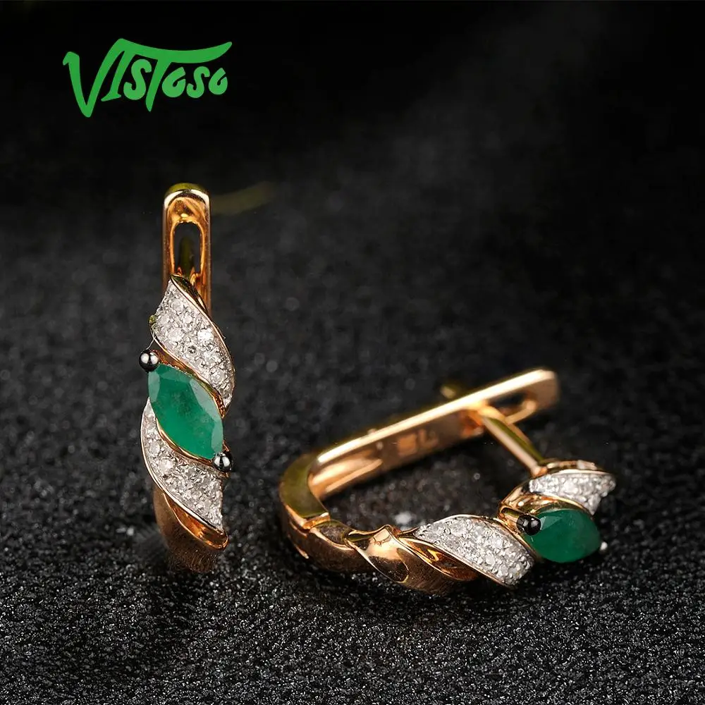 VISTOSO золотые серьги для женщин 14K 585 розовое золото Гламурные элегантные